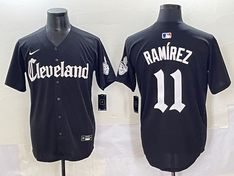 Men 2025 Cleveland Indians #11 Ramirez Black Five generations Joint Name Nike MLB Jersey style 1->cleveland indians->MLB Jersey